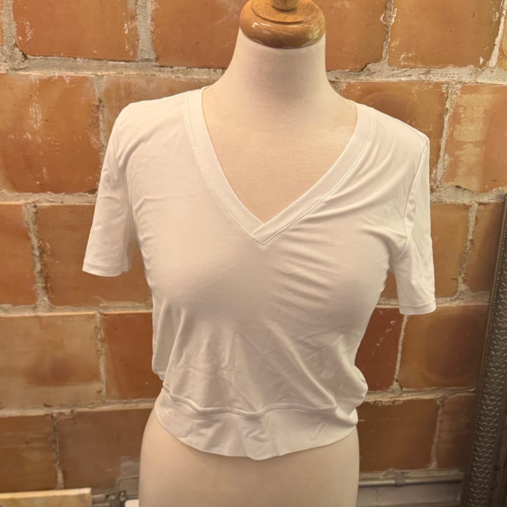 White V-Neck Women's Top